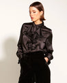 Only She Knows Ruffle Shirt - Black