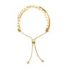 Herringbone & Pearl Slider Bracelet - Gold/Cream