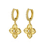 Sterling silver venetian flower CZ huggie drop earrings