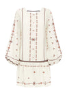 Sabrina Embroidery Mini Dress - Ivory
