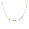 Sterling Silver Gold Plated Short Light Blue Enamel Necklace With Beaded Detail