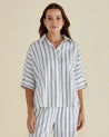 Lynwood Linen Shirt - White/Black Stripe