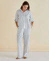 Lynwood Linen Shirt - White/Black Stripe