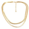 Double Herringbone Short Necklace - Gold