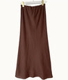 Little Lies Linen Slip Skirt- chocolate