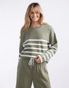 Lottie Stripe Sweater - Khaki/White