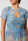 Rio Pleat Bodice Flutter Sleeve Dress - Capri Paisley Print