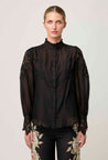 Sevilla Cotton Silk Lace Detail Shirt - Onyx