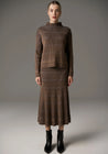 Lara Knit Stripe Skirt - Toffee/Ink