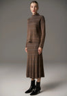 Lara Knit Stripe Skirt - Toffee/Ink