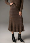 Lara Knit Stripe Skirt - Toffee/Ink