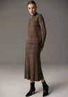 Lara Knit Stripe Skirt - Toffee/Ink
