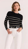Staple The Label Freya Stripe Knit Top - Black